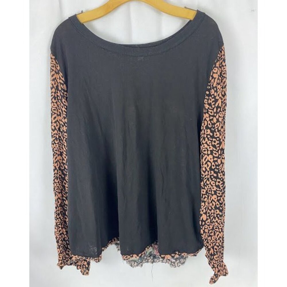 Umgee Mix‎ Media Long Sleeve Boho Top Women's 2X